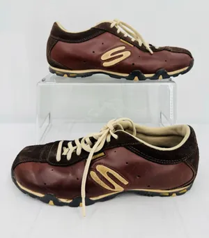 Vtg Y2K Sketchers Sneakers Bowling Shoe Brown Leather Women's 7.5 Retro Grunge thumbnail 1