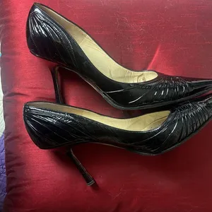 Jimmy Choo black Patent Leather Pointed Toe Heels 3 1/2 inch sz 40 thumbnail 6