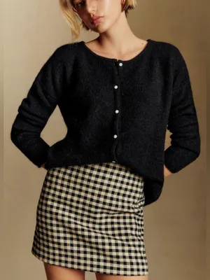 Sezane Gaspard Cardigan Black Mohair Alpaca Knit Sweater Size S thumbnail 5