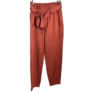 Abercrombie‎ Terra Cotta Satin Jogger Pants Paperbag Waist Tie Belt Size Small thumbnail 2