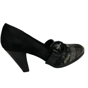 BKE Black Patent Leather Patchwork Buckle 3.5 Inch Heels Womens Shoes 8.5 thumbnail 5