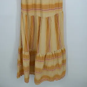 L*Space Clara Dress Small Yellow Striped Boho Tiered Maxi‎ Beach Coverup Summer thumbnail 8