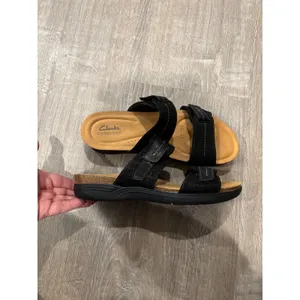 Clarks Collection‎ Sandals Slides Comfort Adjustable Black Straps 9.5 thumbnail 3
