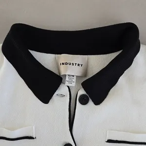 New Cropped Knit Contrast Trim Top Size XS thumbnail 7