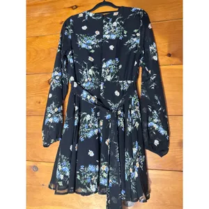 NWT Lulus Always Your Black Floral Print Long Sleeve Skater Dress Cruise Size M thumbnail 7