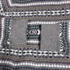 J Crew 100% Merino Wool Intarsia Sweater Gray Purple Fair Isle Womens Large thumbnail 11