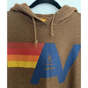 Aviator Nation Logo Pullover‎ Relaxed Hoodie Chocolate Size Small thumbnail 3