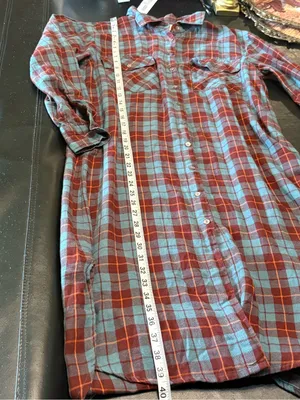 Natural Life size S Plaid Button-Front Shirt Dress in Blue and Brown. NWOT thumbnail 11