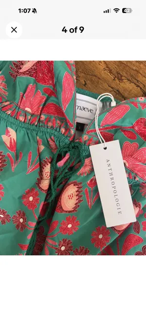 Maeve Anthropologie Floral Babydoll Cami Tank Top Small Boho Tropical NWT thumbnail 2
