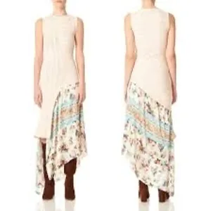 AMUR Eleanor Asymmetric Floral‎ Silk Blend Midi Dress Ivory Size S thumbnail 2