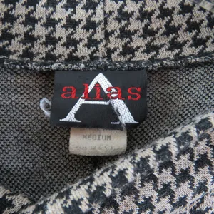 Alias 90s Vintage Tan and Black Houndstooth Long Sleeve Turtleneck Dress Medium thumbnail 3