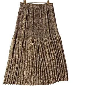 Allison Taylor Leopard Print Pleated Shear Maxi Skirt Brown Animal‎ Print Large thumbnail 3