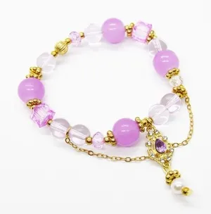 Purple and Gold Beaded Bracelet thumbnail 1