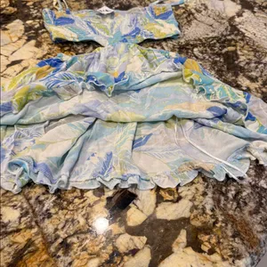 Colorful Feather Print romper dress thumbnail 6