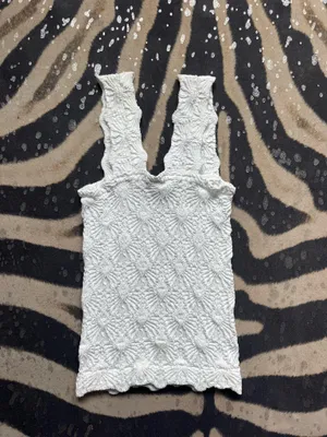 White Amazon Tank - Flower Design  thumbnail 2