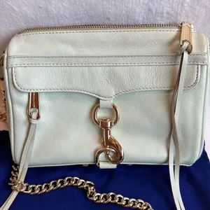 Rebecca MINKOFF Sherbet Green Leather Crossbody Purse Handbag with gold chain thumbnail 2