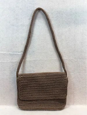 The Sak Brown Crochet Shoulder Bag Flap Purse Magnetic Snap Made Indonesia thumbnail 2