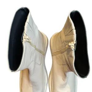 Paloma Barcelo Boots Womens Size 6 EU 36 White Leather Platform Wedge‎ Ankle Zip thumbnail 3