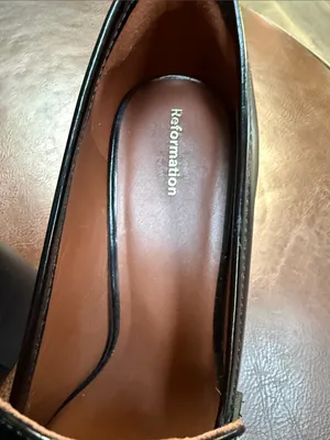 Reformation Black Patent Leather Square-Toe Penny Loafers thumbnail 2