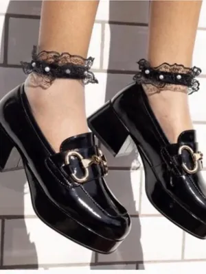 Jeffrey Campbell Chunky Heel Loafers with Gold Hardware thumbnail 1