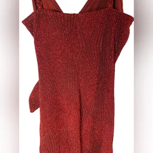 Lila Rose Red Shimmer Knotted Side Wrap Fitted Cocktail‎ Dress Size XS Hoco Hoco thumbnail 5