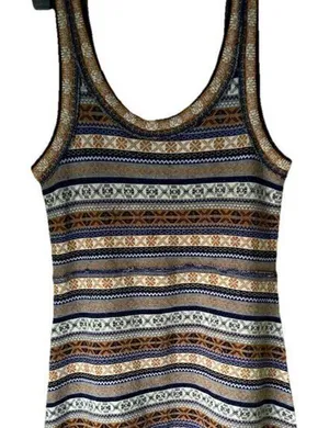 Free People Mini Sweater Dress Gray Fair Isle Nordic Tunic Wool Blend Sz Medium thumbnail 1