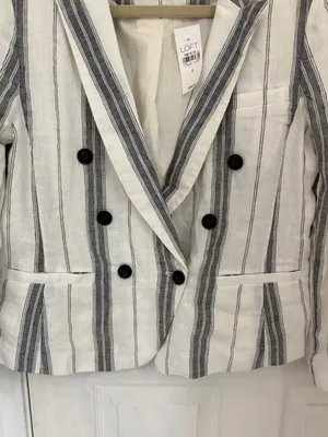 NWT!! Women’s Linen Blend Striped Blazer Jacket thumbnail 6