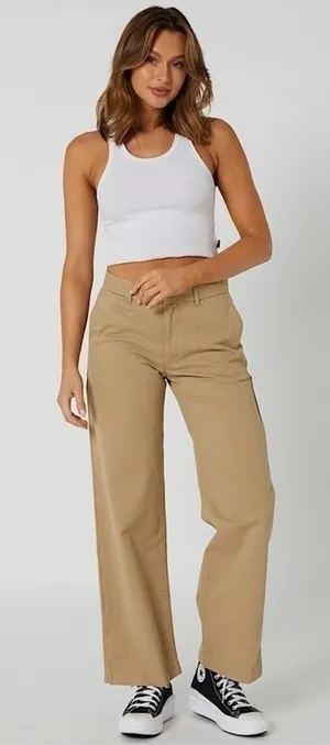 LEVI’S Khaki Mid Rise Straight Leg Retro 90s Baggy Dad Trouser Workwear Pants 24 thumbnail 1
