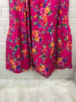 Petite Plume Pink Floral Casual Cotton Midi Dress Size M thumbnail 5