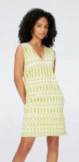 Diane von Furstenberg Reilly Dress Womens S Chartreuse Fringe Geometric thumbnail 1