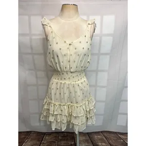 Saltwater Luxe California Gold Catherine Sleeveless Tiered Mini Dress Size Small thumbnail 5