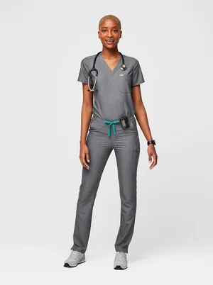 FIGS Yola Elastic Waistband Skinny Scrub Pants Graphite Grey PO 1290 thumbnail 2