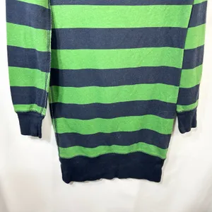 Aeropostale Small Tunic Sweatshirt VTG Y2K Green Navy Blue Striped Boat Neck 913 thumbnail 4