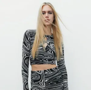 ZARA Set Matching Knit Marble Jacquard Printed  thumbnail 2