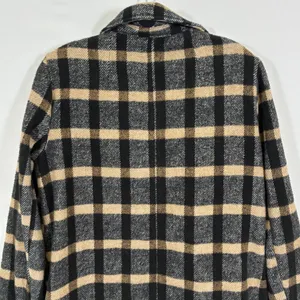 Joie Womens M Black Tan Plaid Wool Blend Open Front Blazer Jacket thumbnail 10