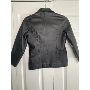 Wilsons Leather Moto Jacket Kids Size L Black Y2K Vintage Biker Zip Up Coat thumbnail 4