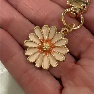 Pink and coral daisy, mini purse, charm thumbnail 5