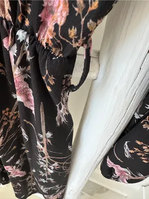Erika Lang Nordstrom Women's Black Surplice Floral Dress Size Large thumbnail 13