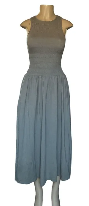 Universal Threads Olive Green Smocked Midi Dress S Sleeveless Scoop thumbnail 1
