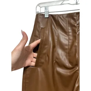Zara Brown Faux Leather Pants Size S thumbnail 7