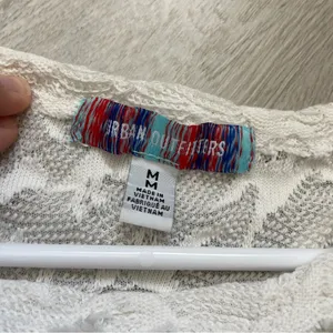 Urban Outfitters Lace Textured Asymmetrical Long Sleeve Crop Top White (Medium) thumbnail 2