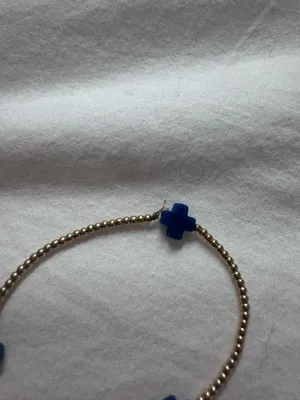 ENewton Signature Cross Gold Pattern 2mm Bead Bracelet thumbnail 3