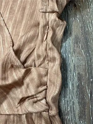 NWT Mango MNG Brown Satin Shirt Wrap Midi Dress 10 Flowy Flared Sleeve Party thumbnail 15