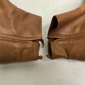Franco Sarto Kessa Brown‎ Leather Side Zip Block Heel Ankle Boots Women 7.5 thumbnail 8