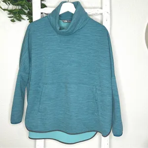 The North Face Womens Pullover Tunic Sweatshirt Teal‎ Blue Funnel Neck XS thumbnail 2