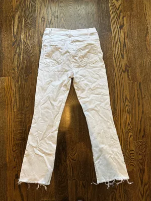 Mother The Hustler Ankle Fray High-Rise White Cropped Flare Jeans thumbnail 10