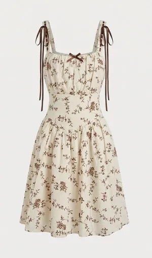 NWT Liberty Love Floral Milkmade Mini Dress with Ribbon Strap and Smocked back. Size Medium. thumbnail 1