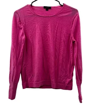 J. Crew Pink 100% Merino Wool Long Sleeve Pullover‎ Sweater Size M thumbnail 1