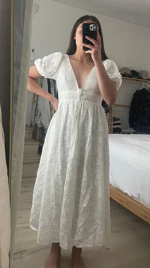 Petal and Pup White Lace Midi Dress thumbnail 1