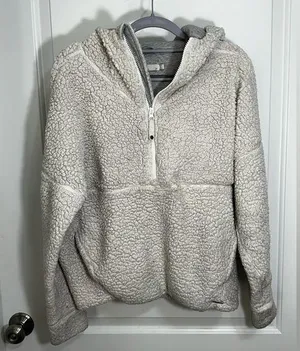 Prana Permafrost Half Zip Sherpa High Pile Hoodie Lined Jacket Size Med 23”P2P thumbnail 1